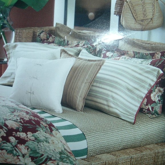 RALPH LAUREN HOME DESERT PLAINS WICKER tan print BEDSKIRT Queen NWT - Picture 1 of 2